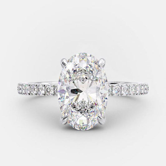 3.25Ct Silver Oval Cut Diamond Bridal Ring