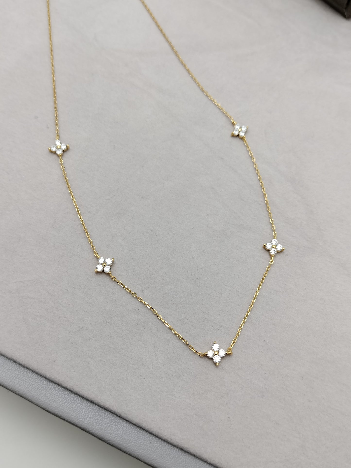 14K Gold Lucky Clover Wedding Necklace