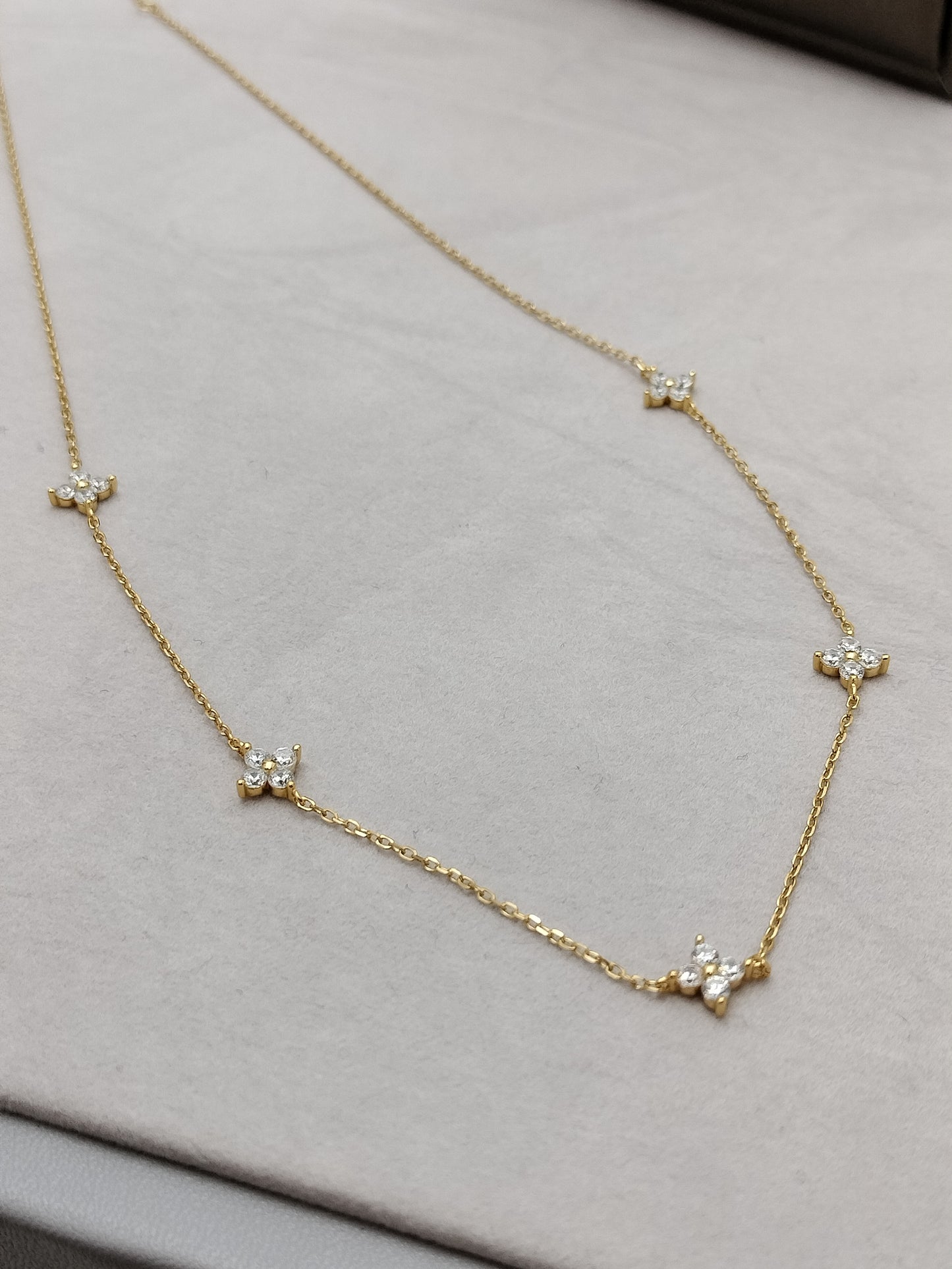 14K Gold Lucky Clover Wedding Necklace