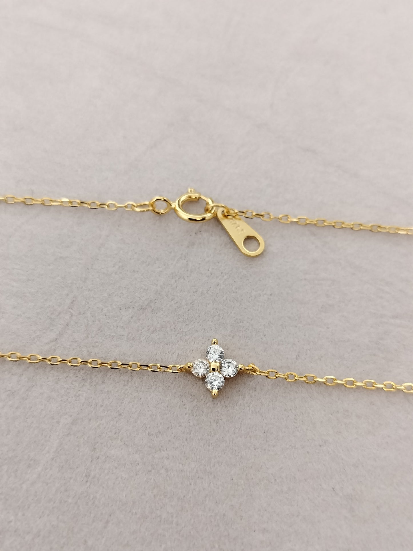 14K Gold Lucky Clover Wedding Necklace