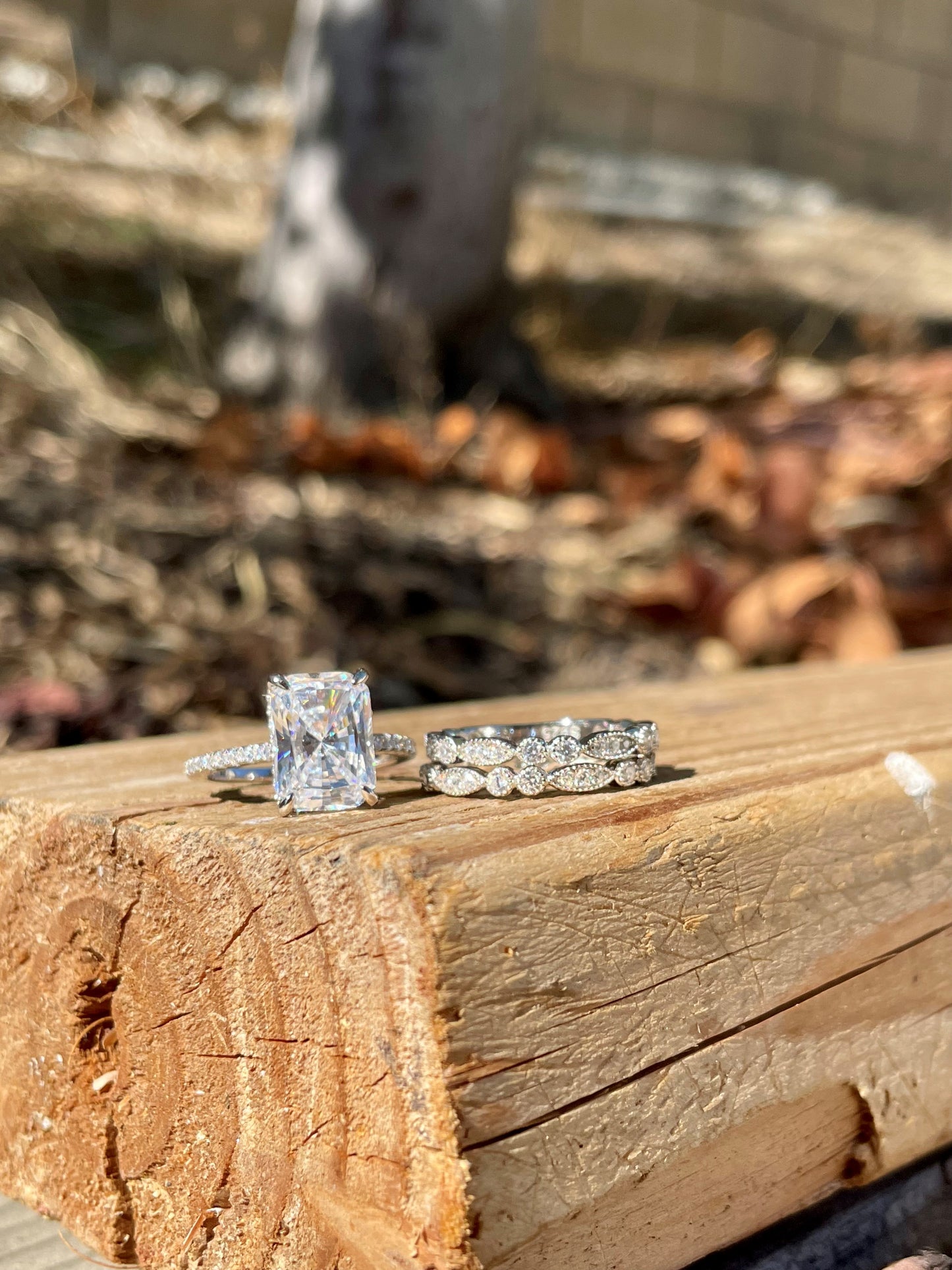3.75Ct Classic Radiant Cut Gemstone Wedding Ring Set