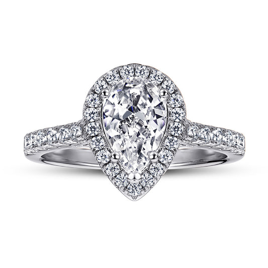 2.25Ct Silver Pear Cut Diamond Engagement Ring