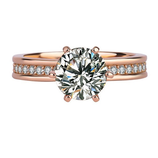 2Ct Rose Gold Round Cut Moissanite Engagement Ring