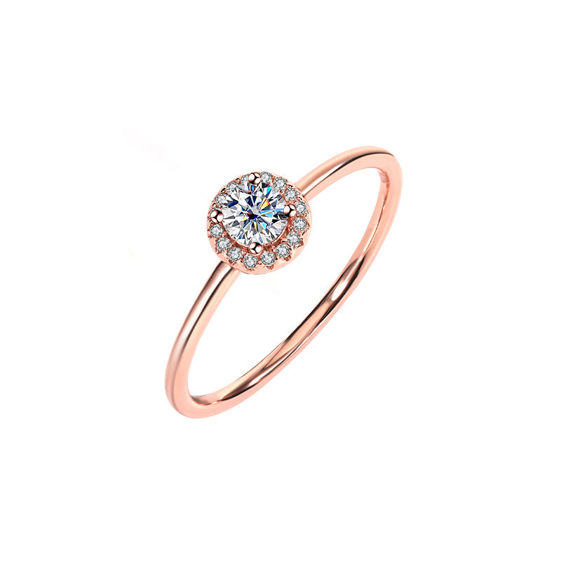 1Ct Rose Gold Round Cut Moissanite Ring