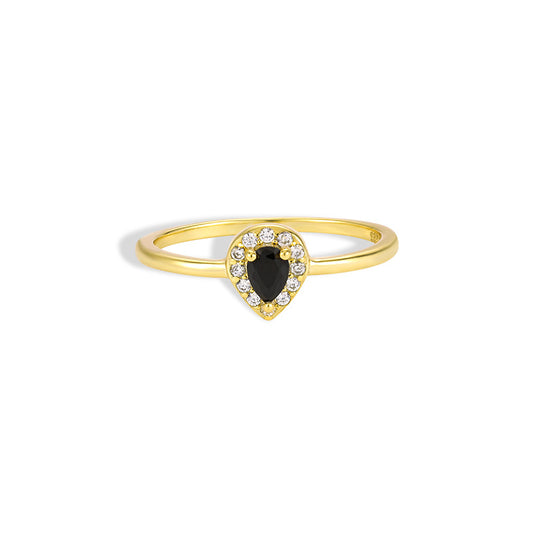 0.25Ct Gold Pear Cut Hematite Wedding Ring