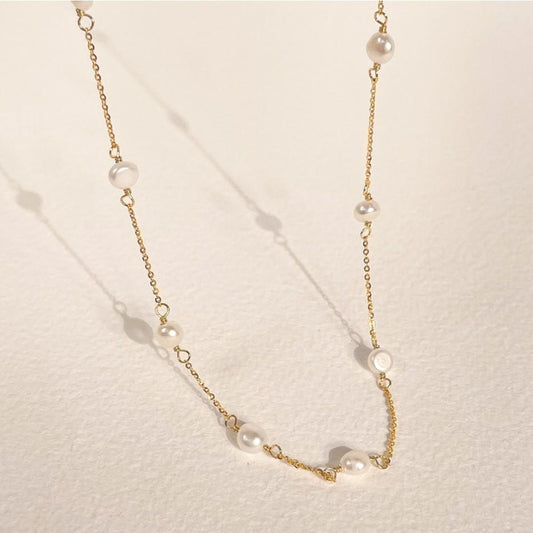 18K Gold Freshwater Pearls Pendant Necklace