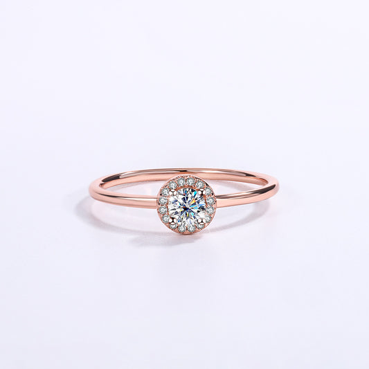 1Ct Rose Gold Round Cut Moissanite Ring