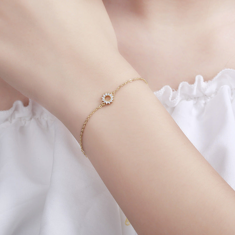 14K Gold Round Halo Diamond Bracelet