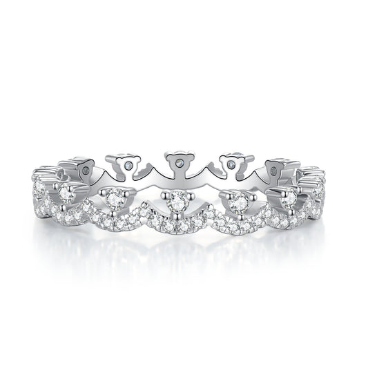 925 Sterling Silver Tiara Diamond Wedding Band (10 Pieces / Per Order)