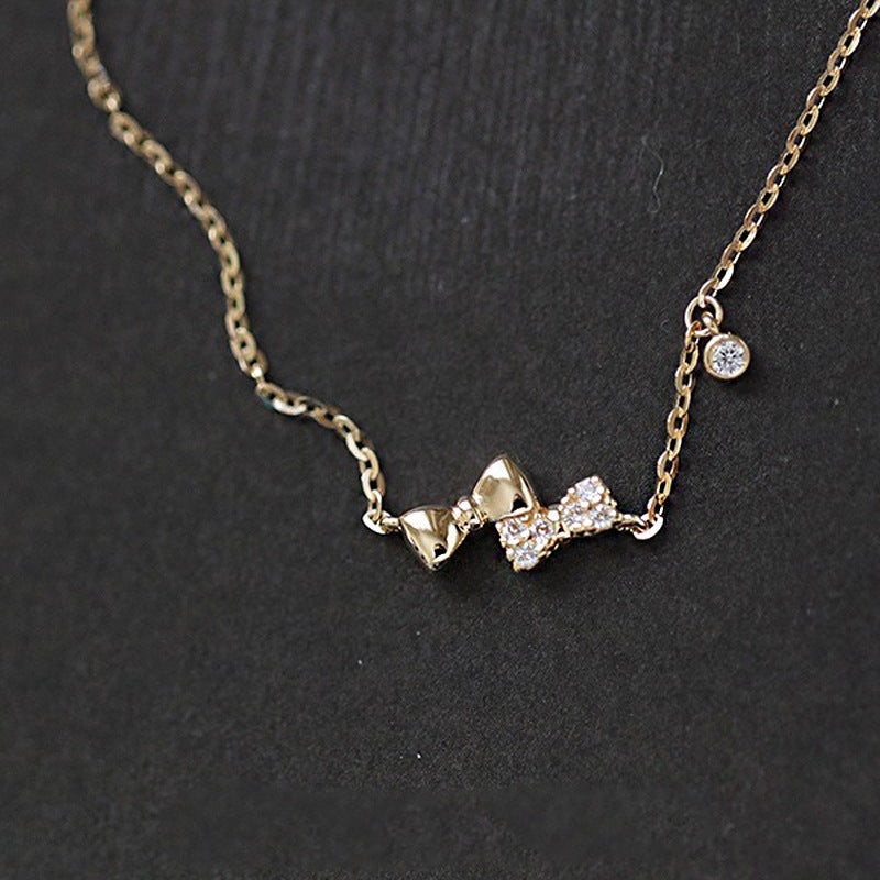 14K Gold Double Bow Tie Diamond Bracelet