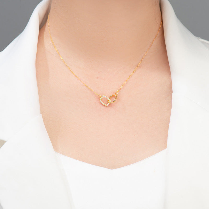 14K Gold Square Eternity Interlocking Necklace