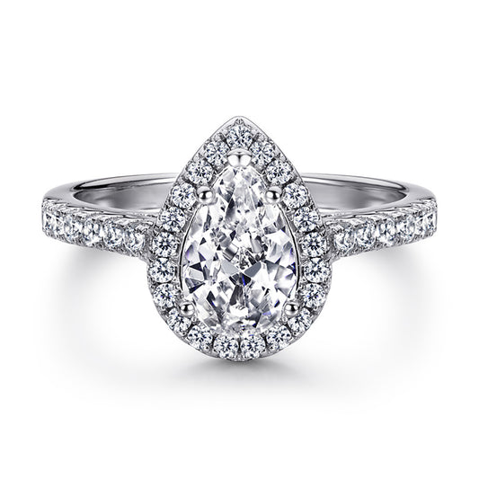 2.25Ct Silver Pear Cut Diamond Engagement Ring (5 Pieces / Per Order)