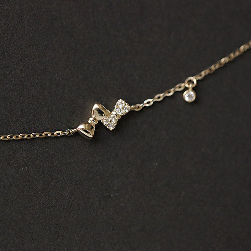 14K Gold Double Bow Tie Diamond Bracelet