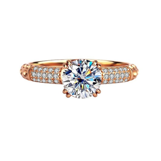 2Ct Rose Gold Round Cut Moissanite Wedding Ring