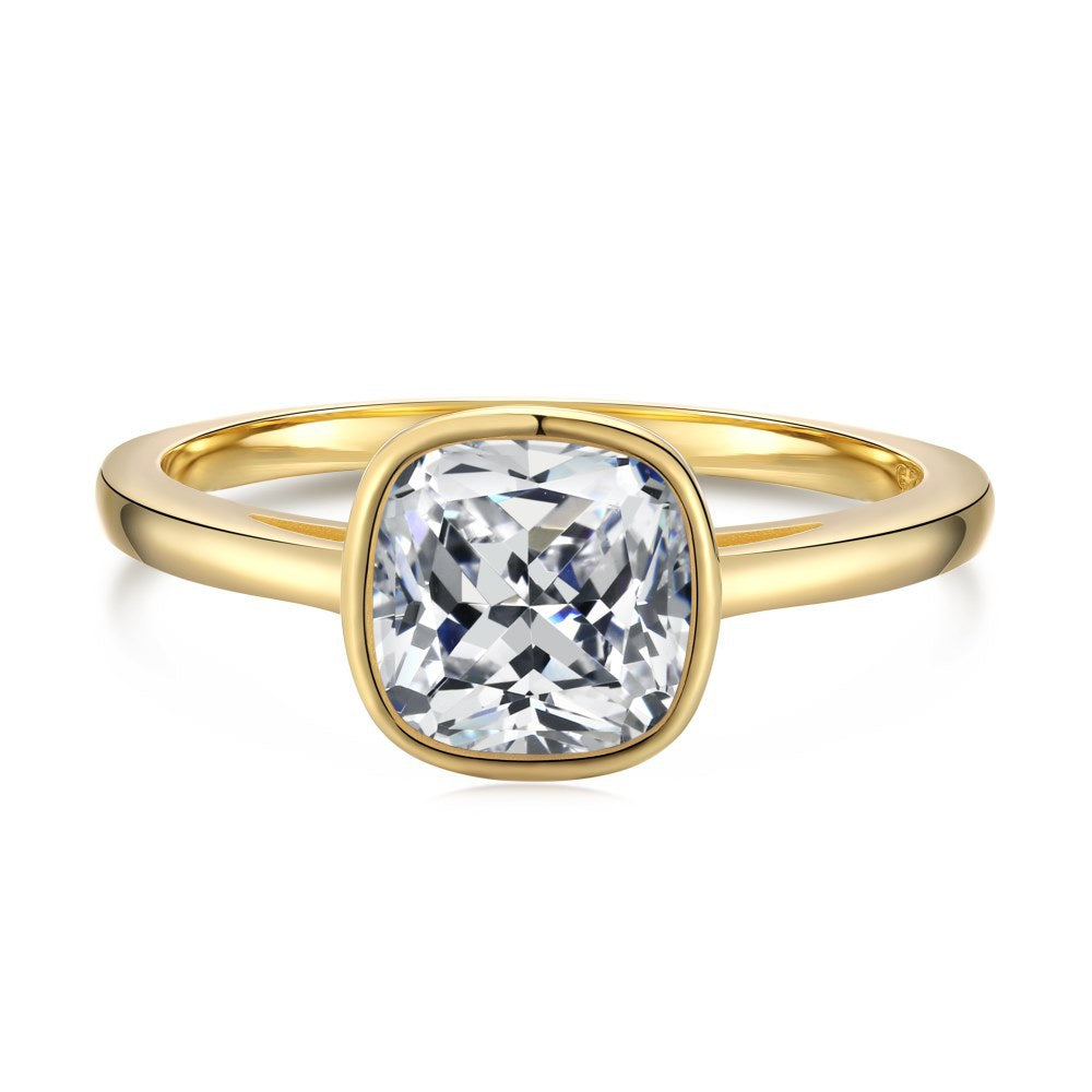 2Ct Silver/Gold Cushion Cut Cubic Zirconia Frost Ring