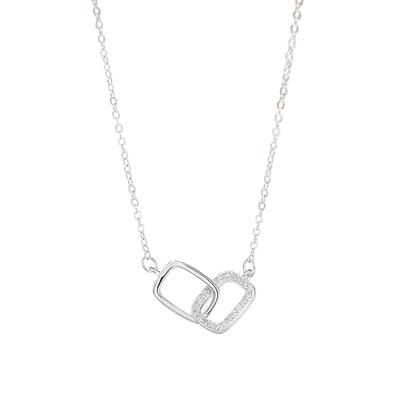 14K Gold Square Eternity Interlocking Necklace