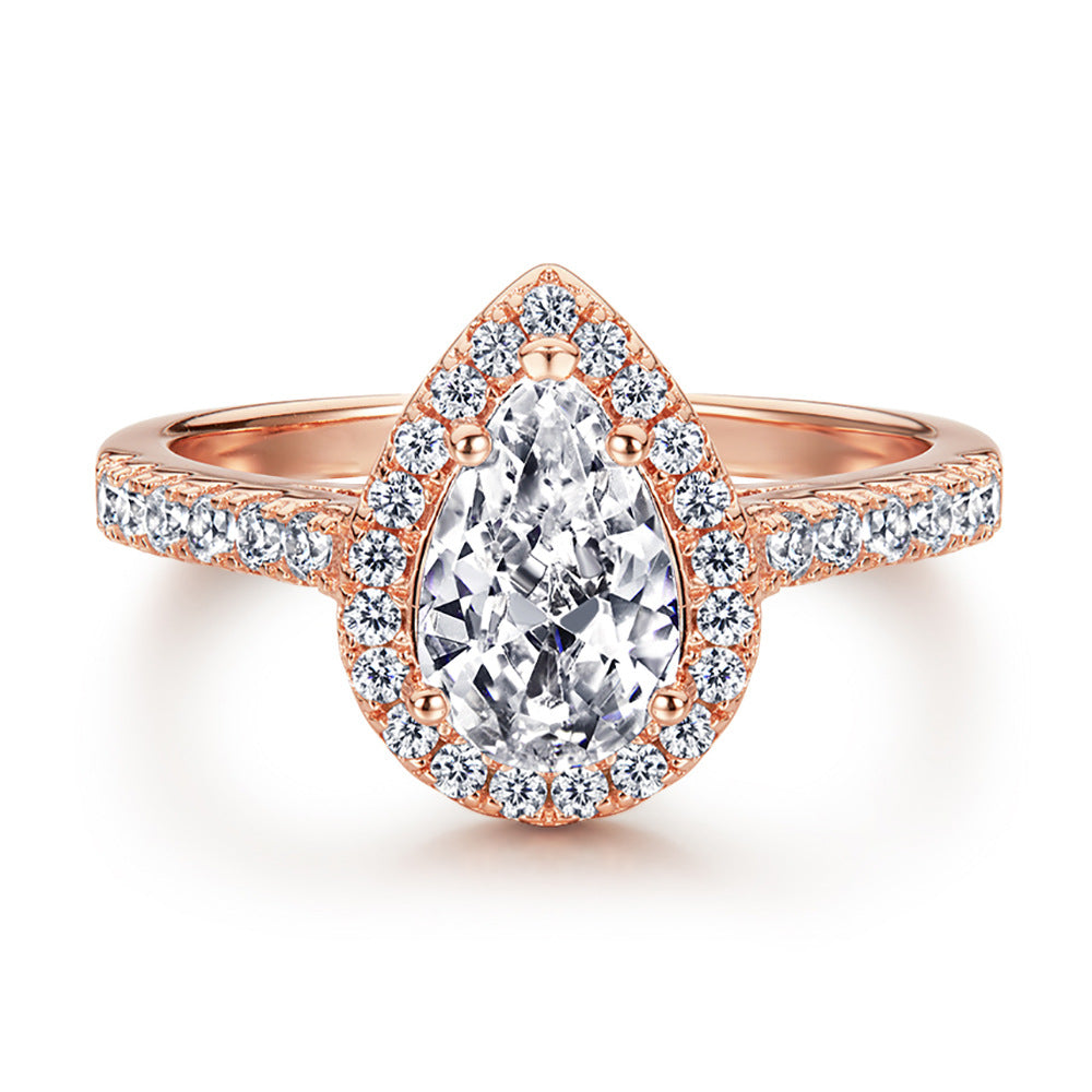2.25Ct Rose Gold Pear Cut Diamond Wedding Ring
