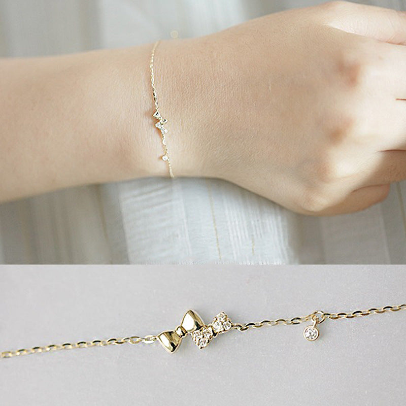 14K Gold Double Bow Tie Diamond Bracelet