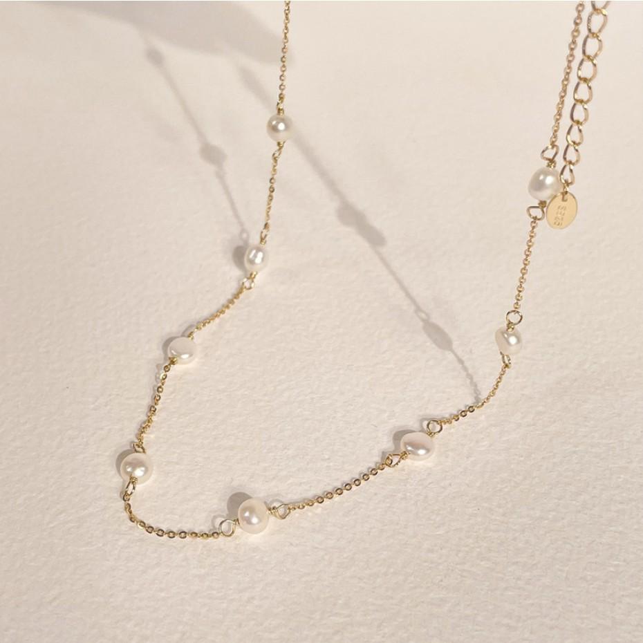 18K Gold Freshwater Pearls Pendant Necklace