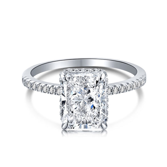 3.75Ct Classic Hidden Halo Radiant Cut Wedding Ring