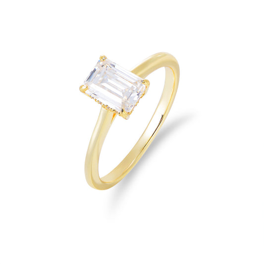 0.5Ct Gold Emerald Cut Diamond Engagement Ring