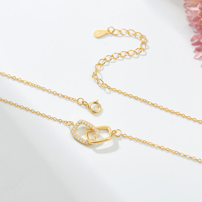 14K Gold Square Eternity Interlocking Necklace