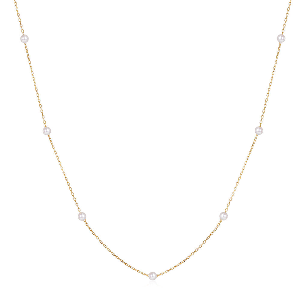 18K Gold Freshwater Pearls Pendant Necklace