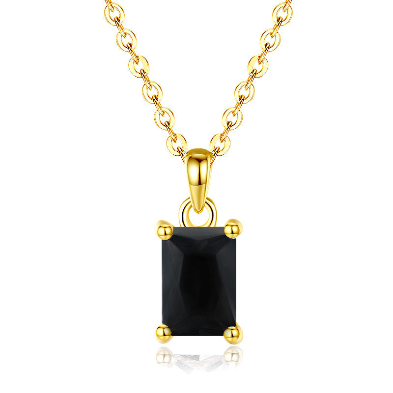 18K Gold Black Hematite Cube Necklace