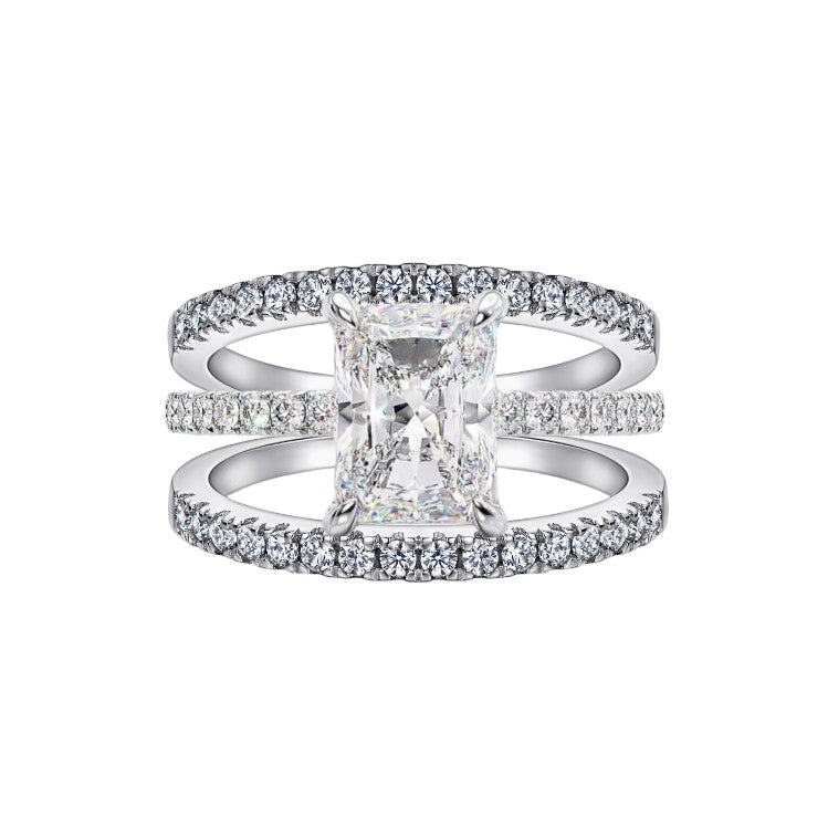 3.75Ct Radiant Cut Diamond Wedding Ring Set