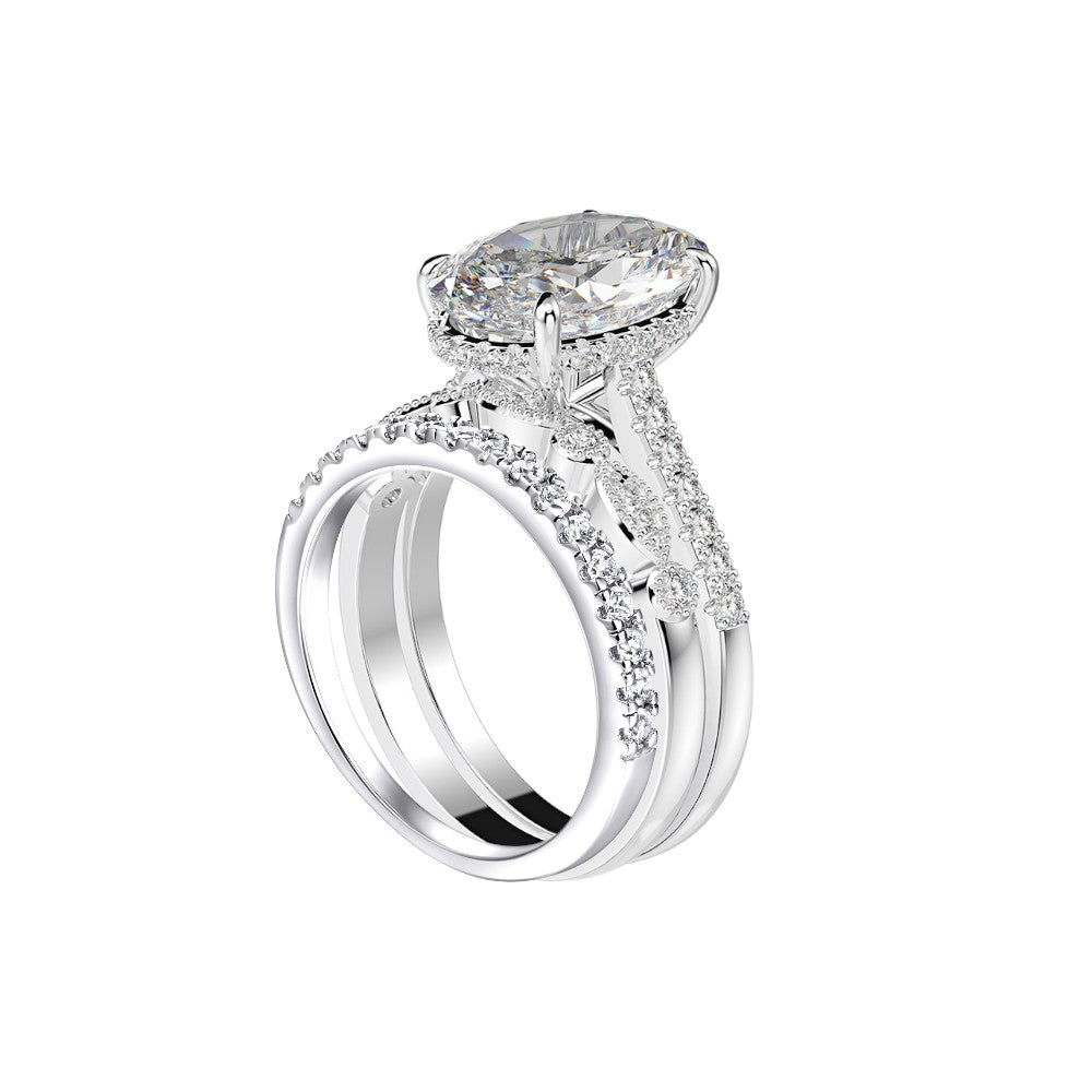 5.25Ct Classic Oval Cut Diamond Engagement Ring Set