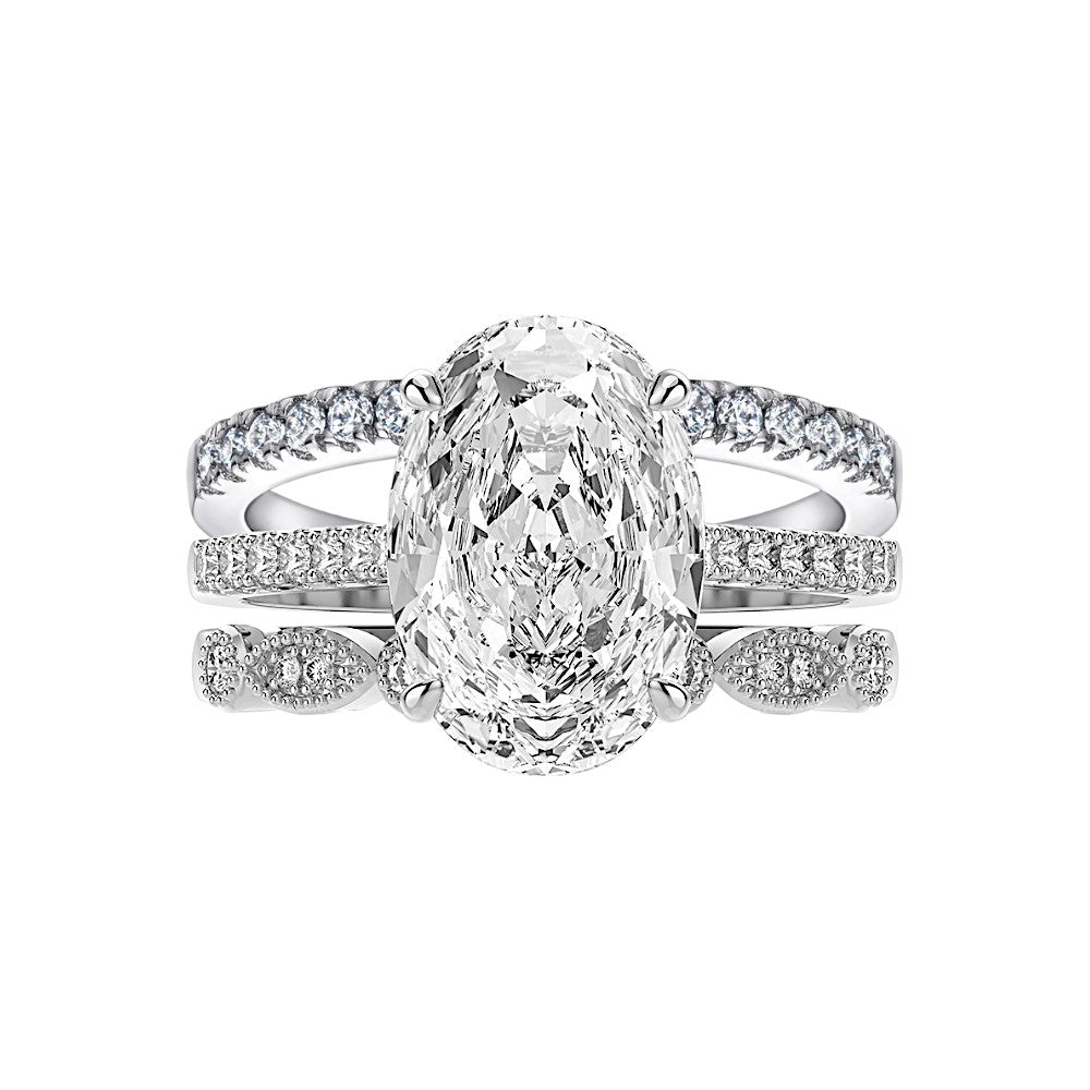5.25CT Elegant Oval Cut Gemstone Wedding Ring Set
