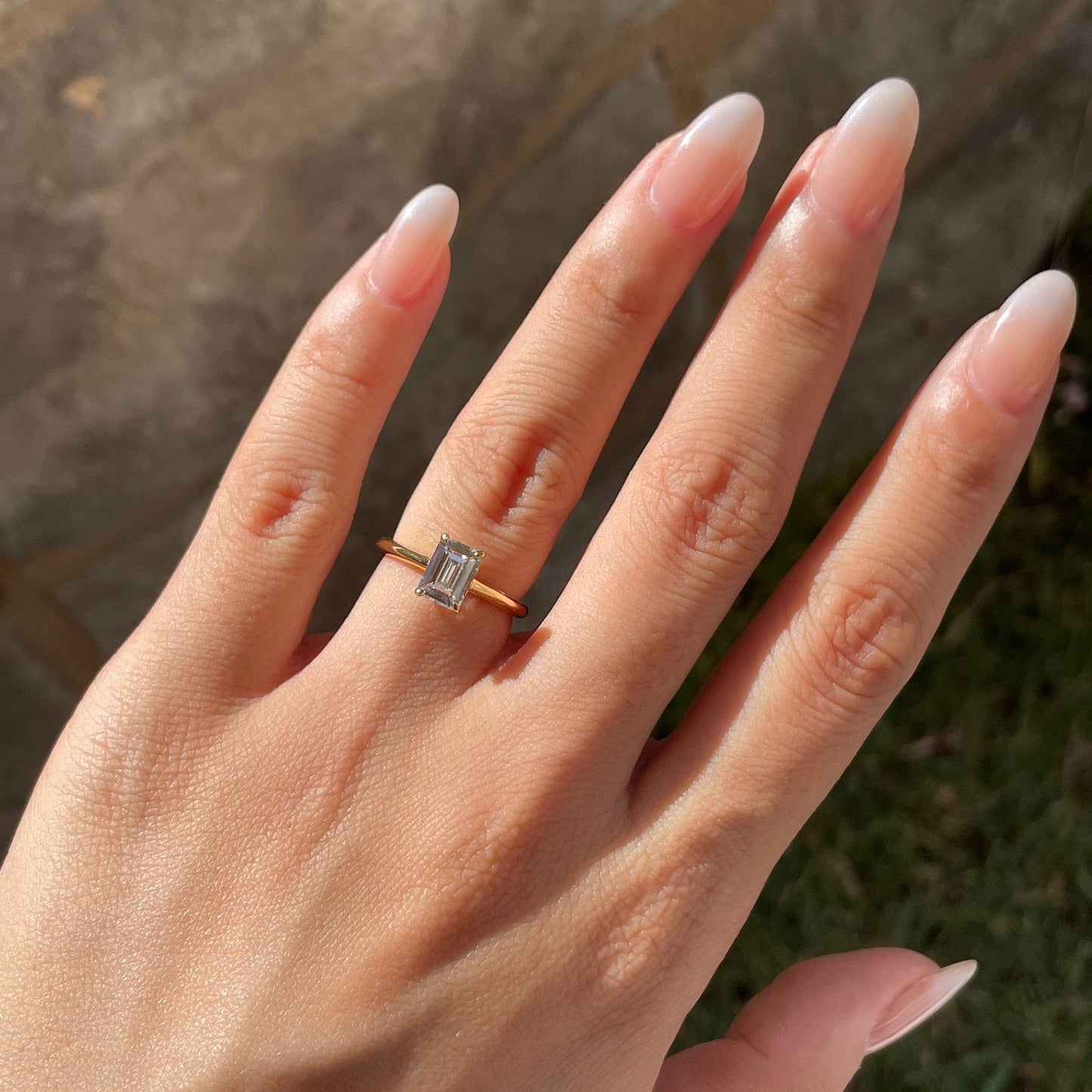 0.5Ct Gold Emerald Cut Diamond Engagement Ring