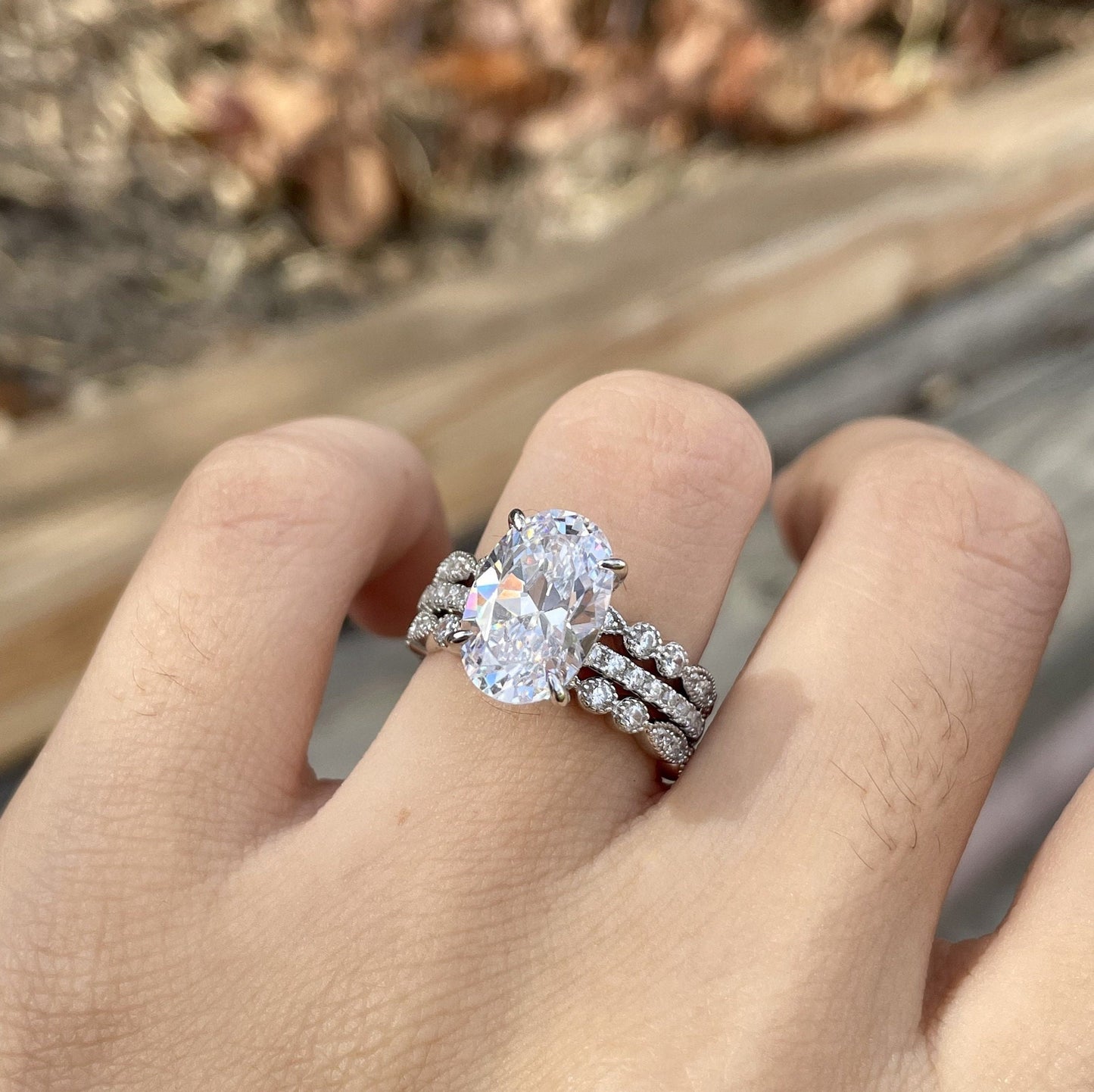 2.25Ct Oval Diamond Wedding Ring Set