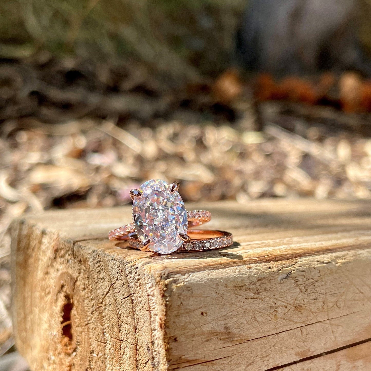 5.25Ct Rose Gold Eternity Engagement Ring Set