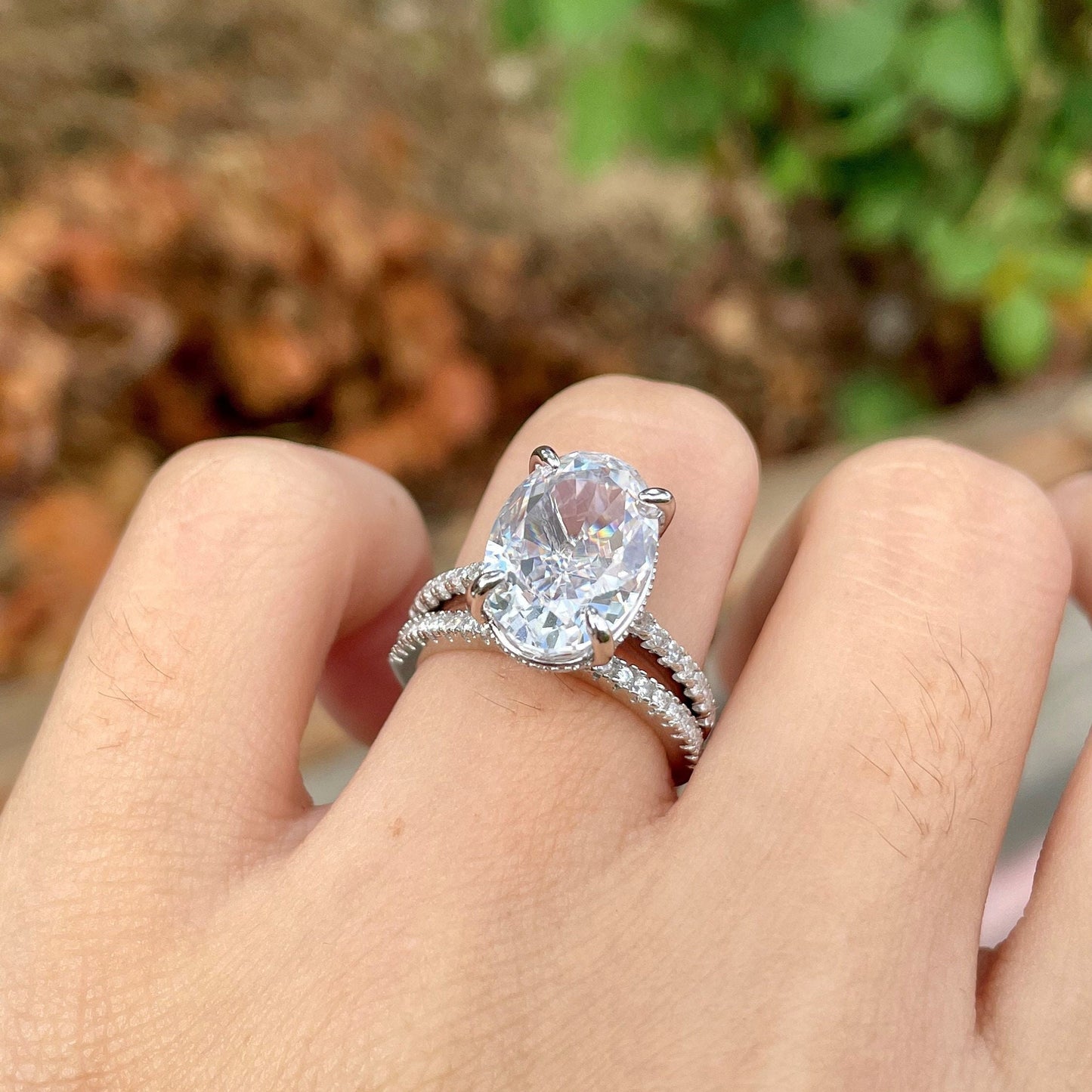 2.25CT Classic Oval Cut Diamond Anniversary Ring Set