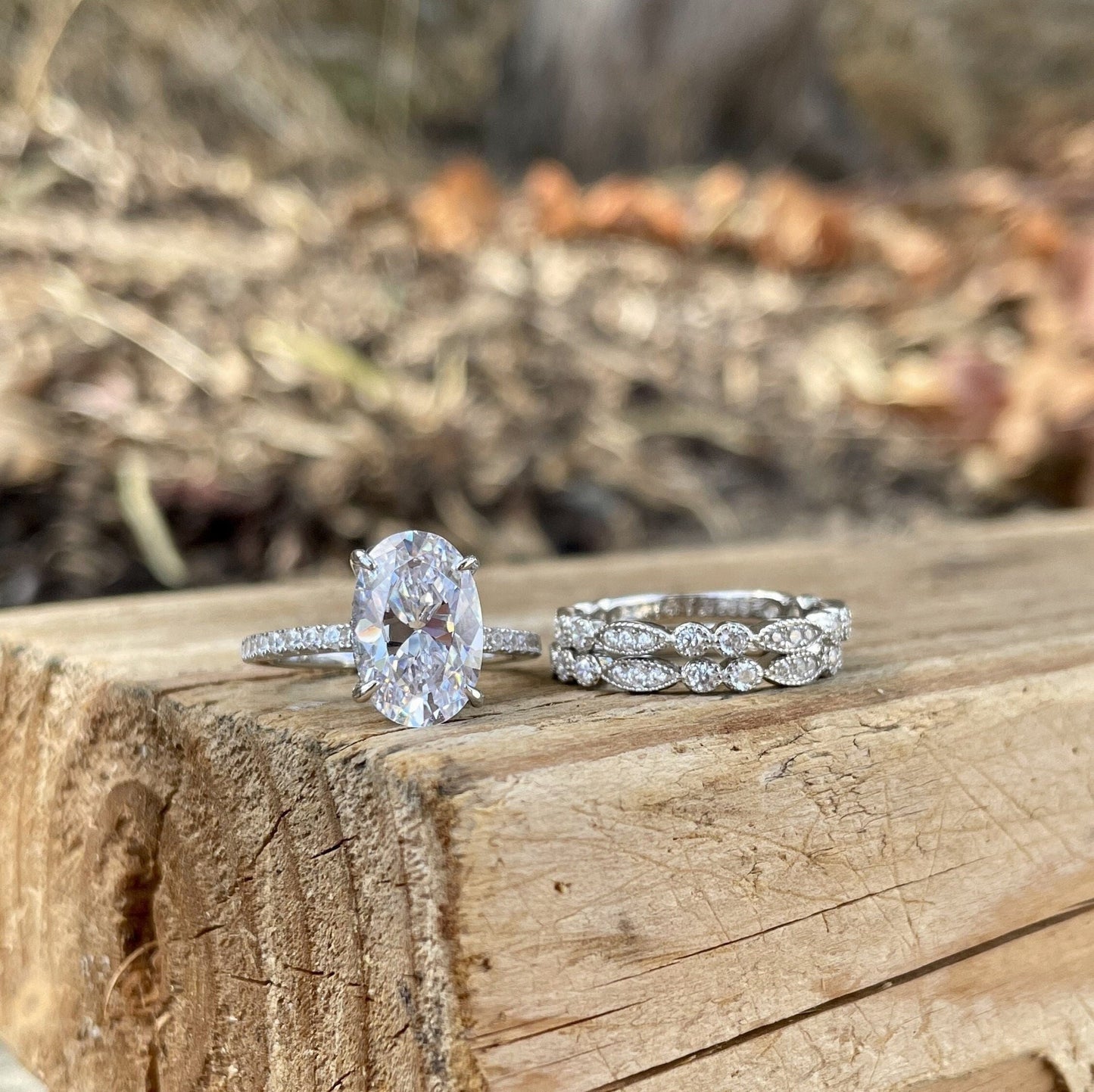 2.25Ct Oval Diamond Wedding Ring Set
