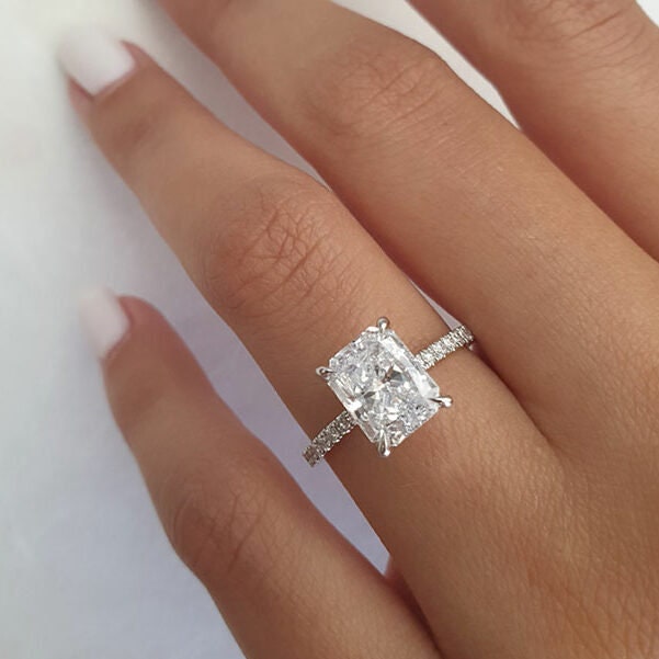 3.25Ct Radiant Cut Crystal Engagement Ring