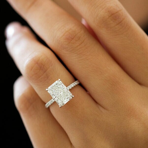 3.25Ct Radiant Cut Crystal Engagement Ring