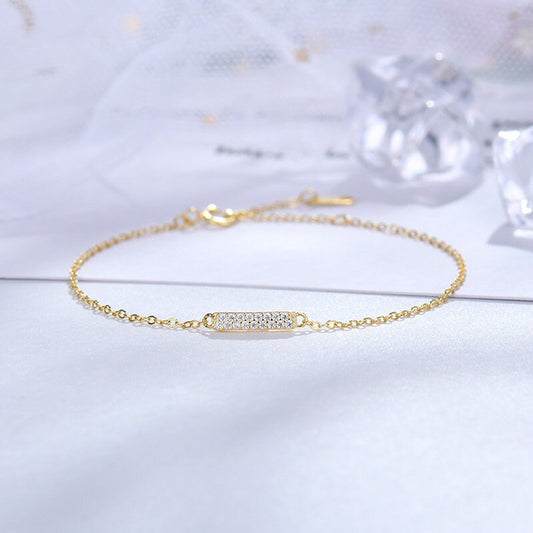 14K Solid Gold Diamond Bar Bracelet