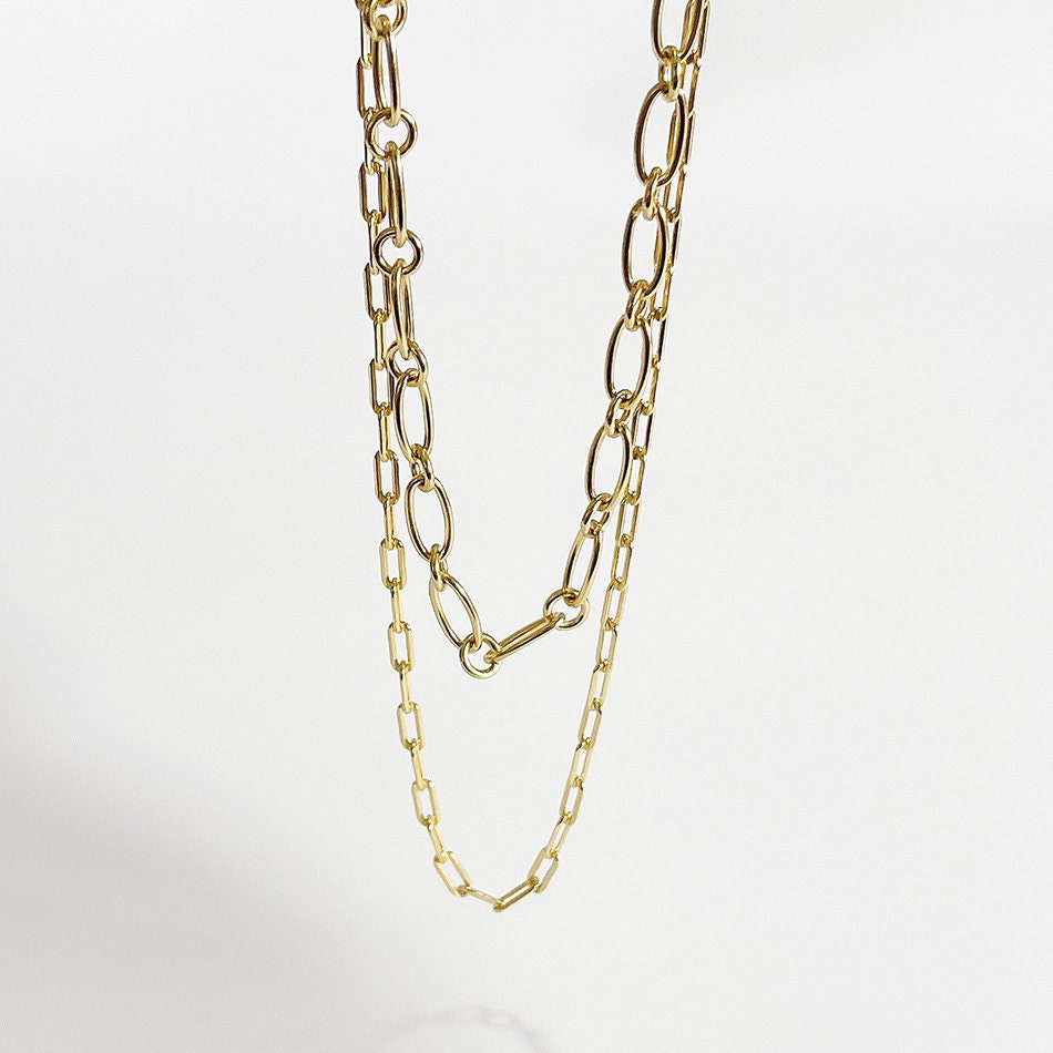 18K Plain Gold Figaro Chain Necklace