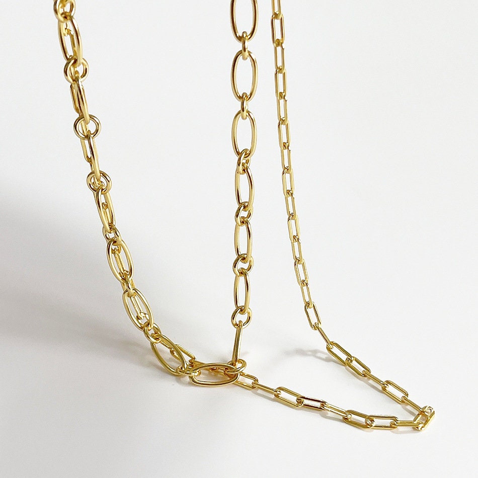 18K Plain Gold Figaro Chain Necklace