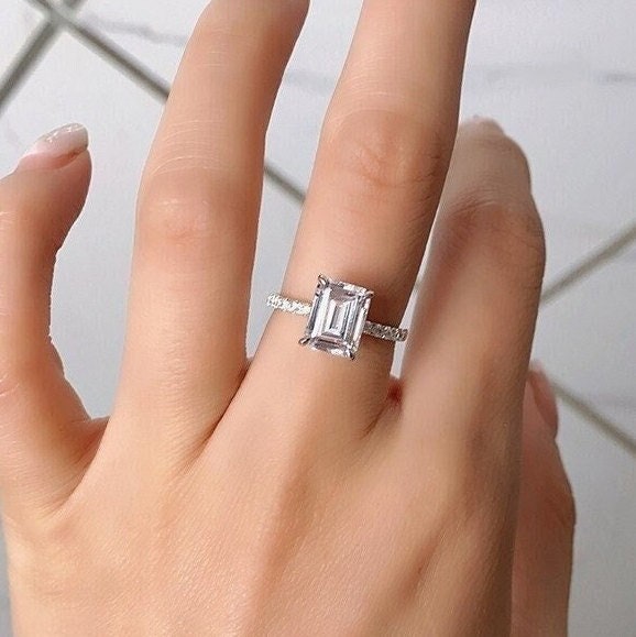 2.25Ct Emerald Cut Diamond Engagement Ring