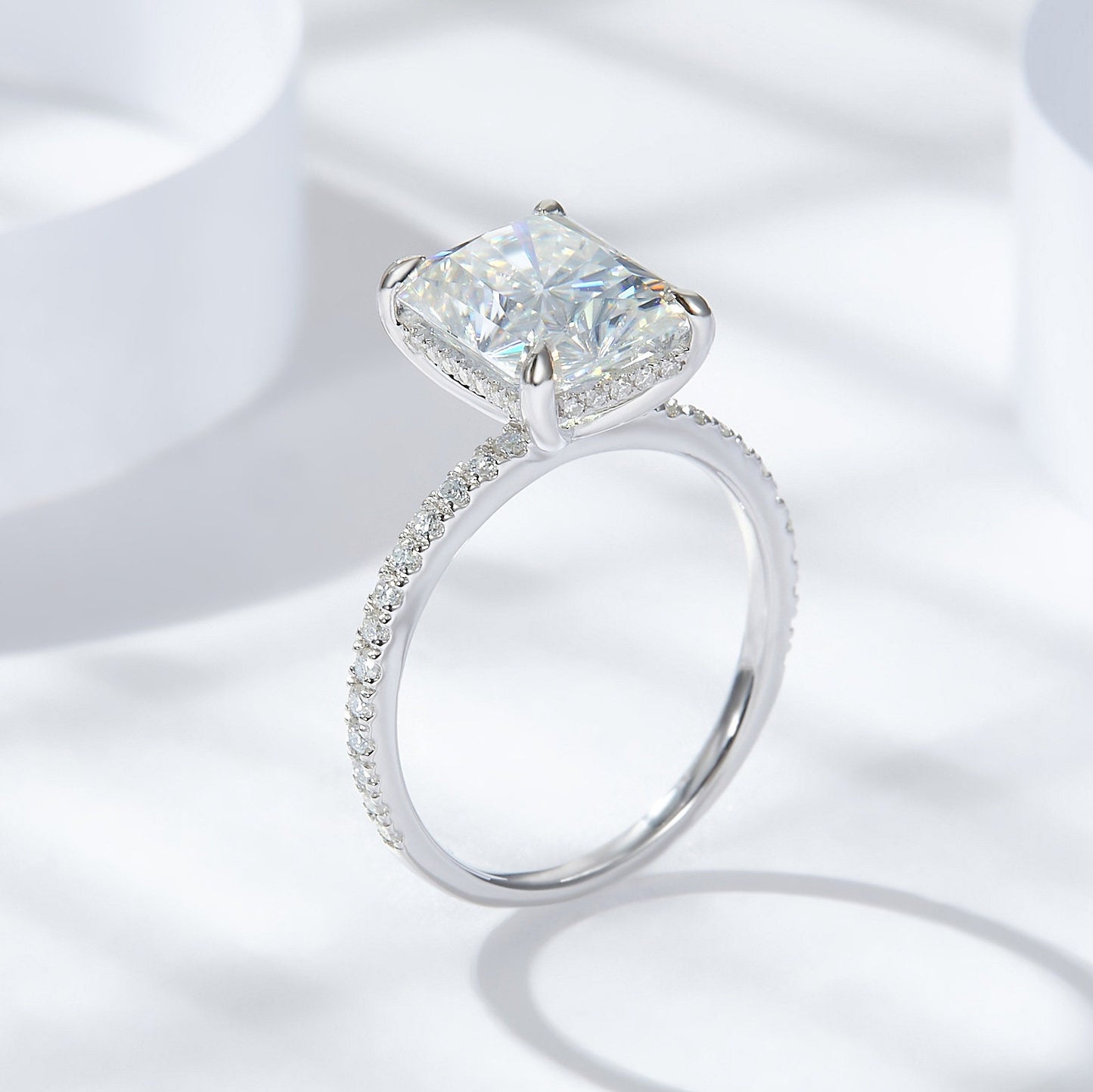 2.25Ct Accented Radiant Cut Engagement Ring