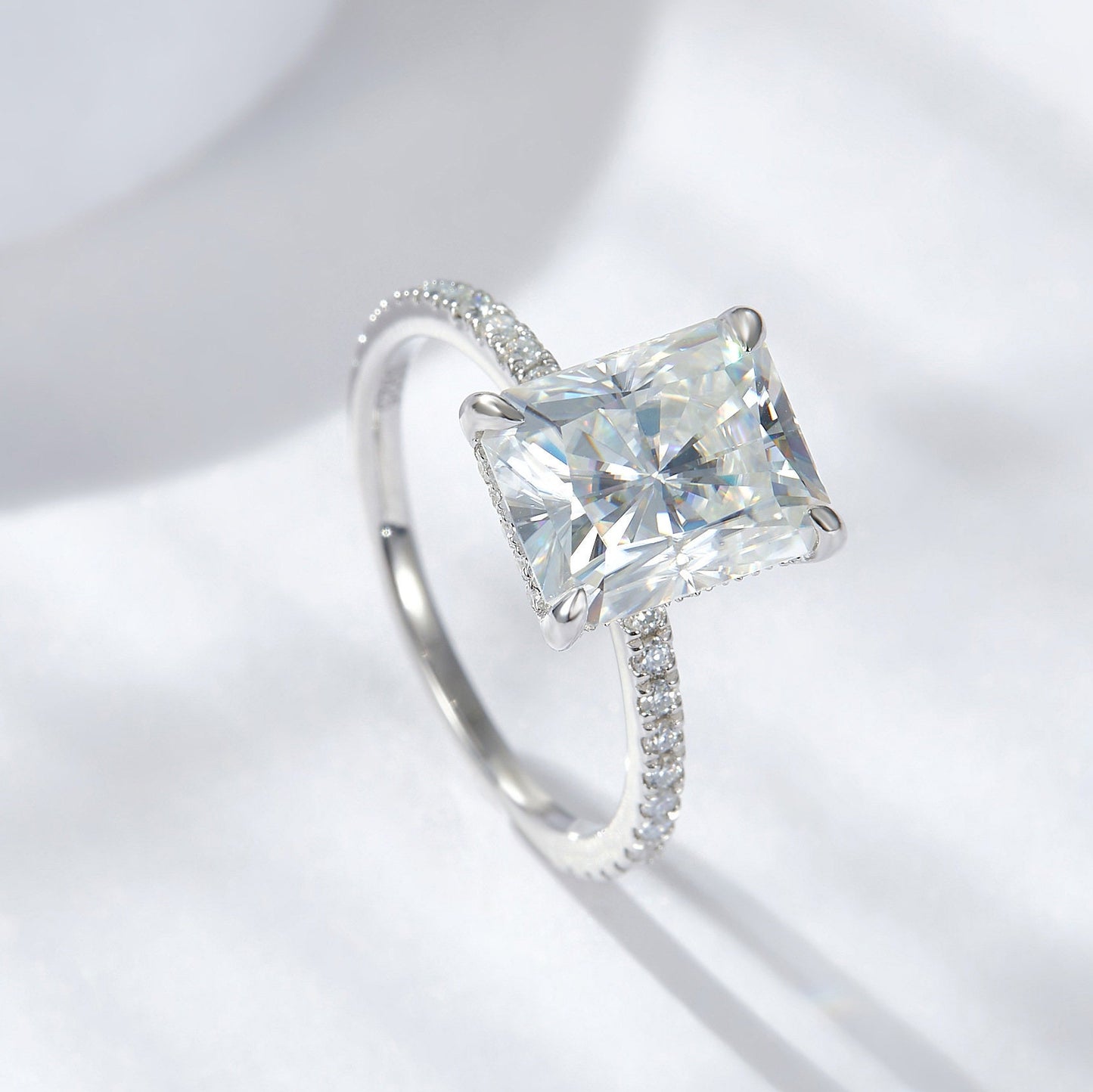 2.25Ct Accented Radiant Cut Engagement Ring