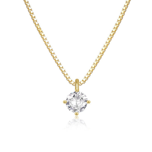 18K Gold Classic Round Cut Diamond Necklace