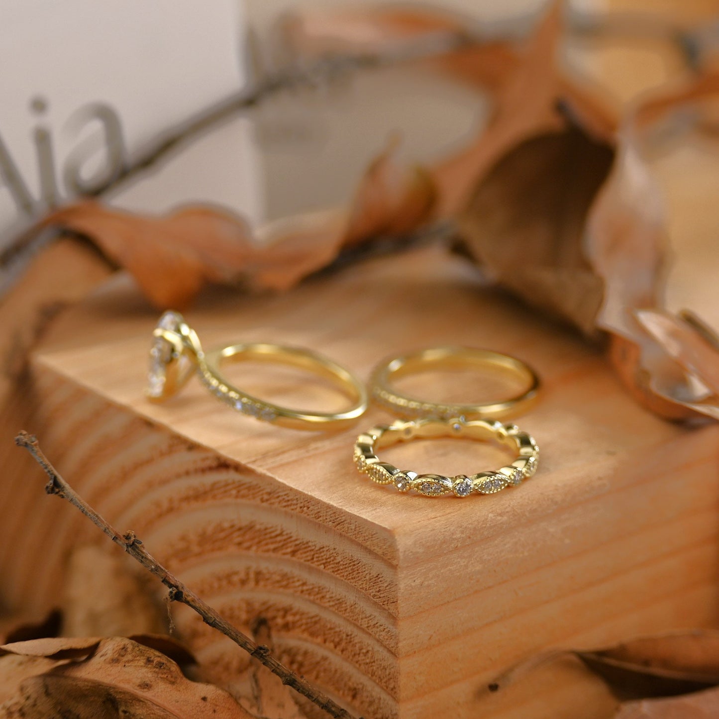 2.25Ct Pear Cut Gold Diamond Wedding Ring Set