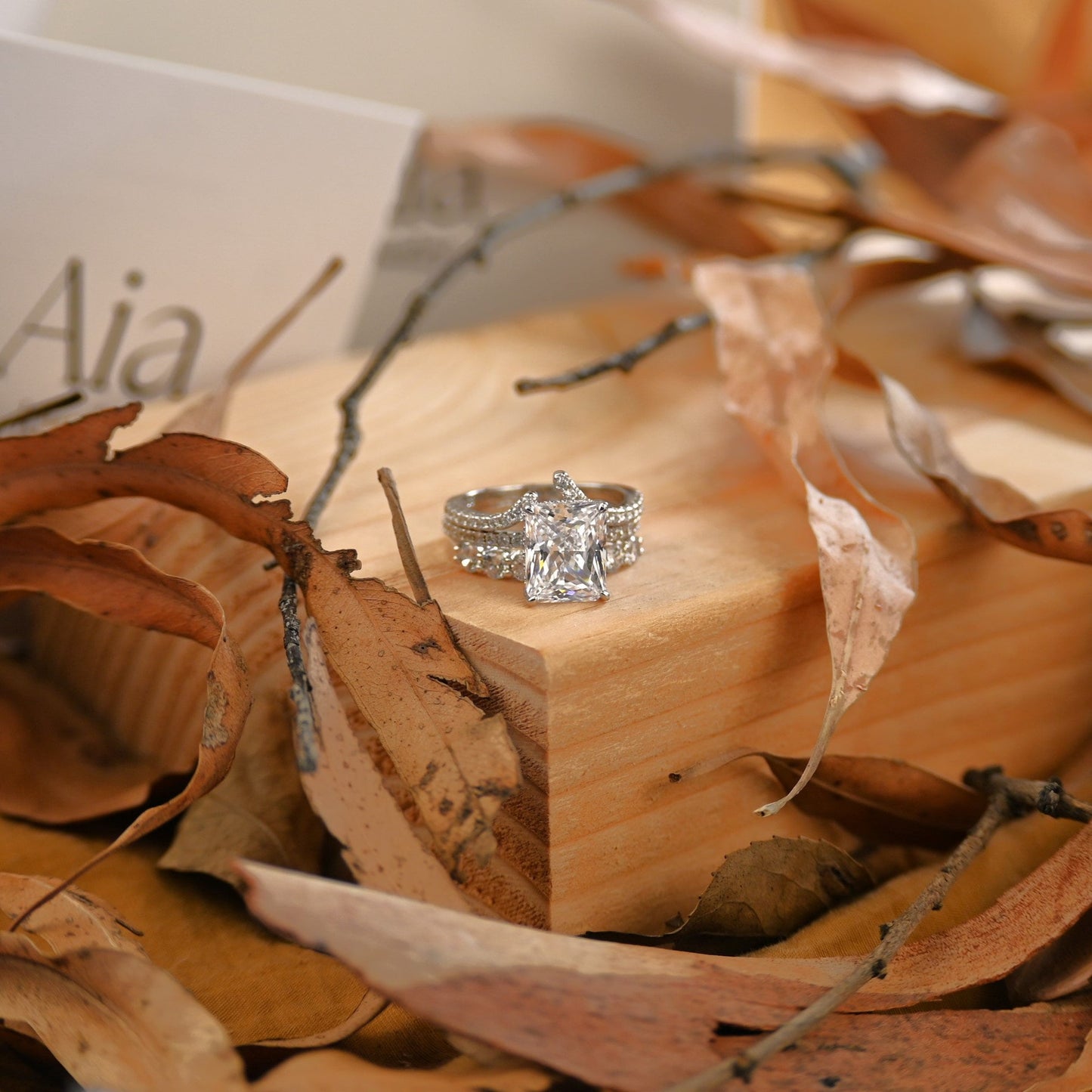 3.75Ct Classic Radiant Cut Gemstone Bridal Ring Set