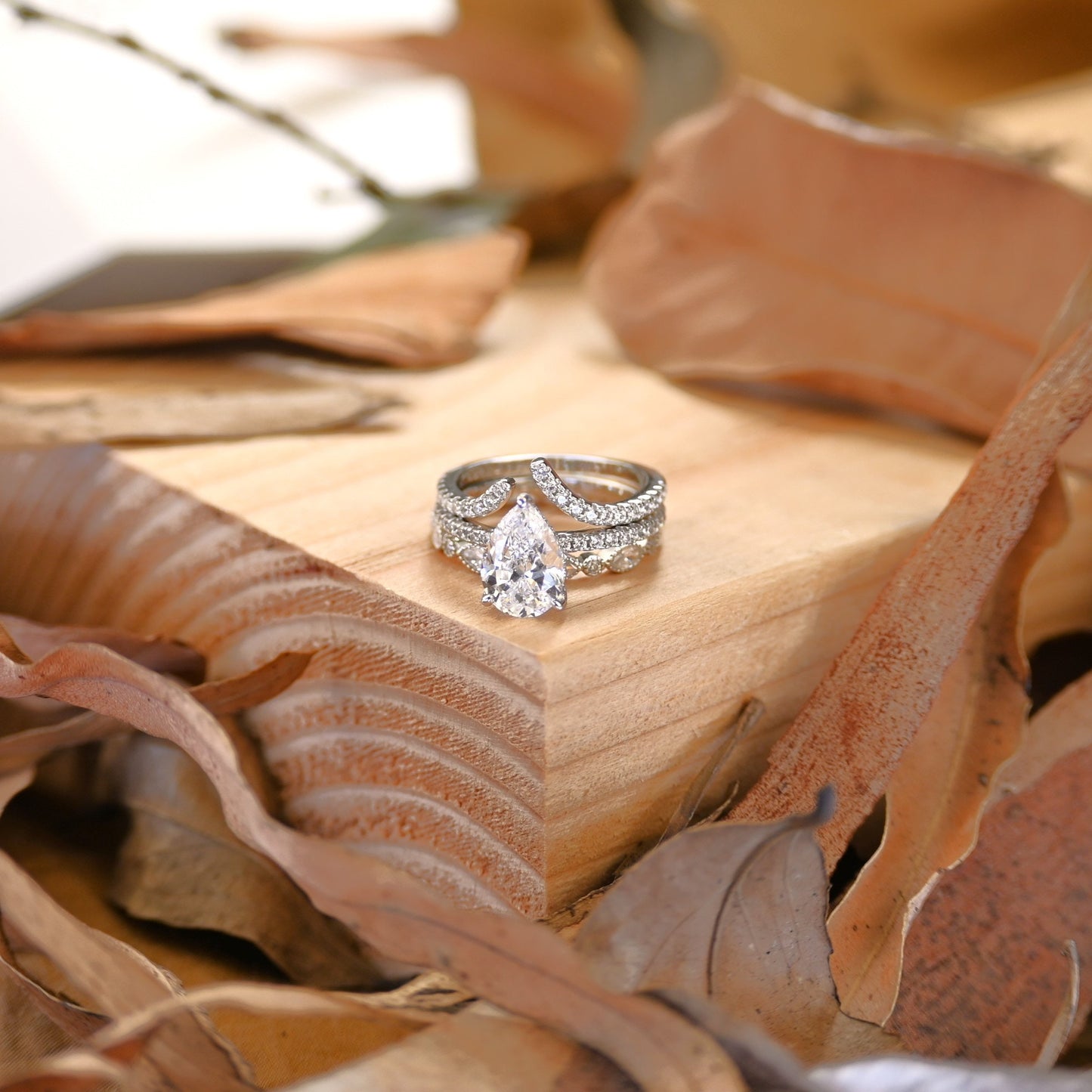 2.25Ct Pear Diamond Bridal Set