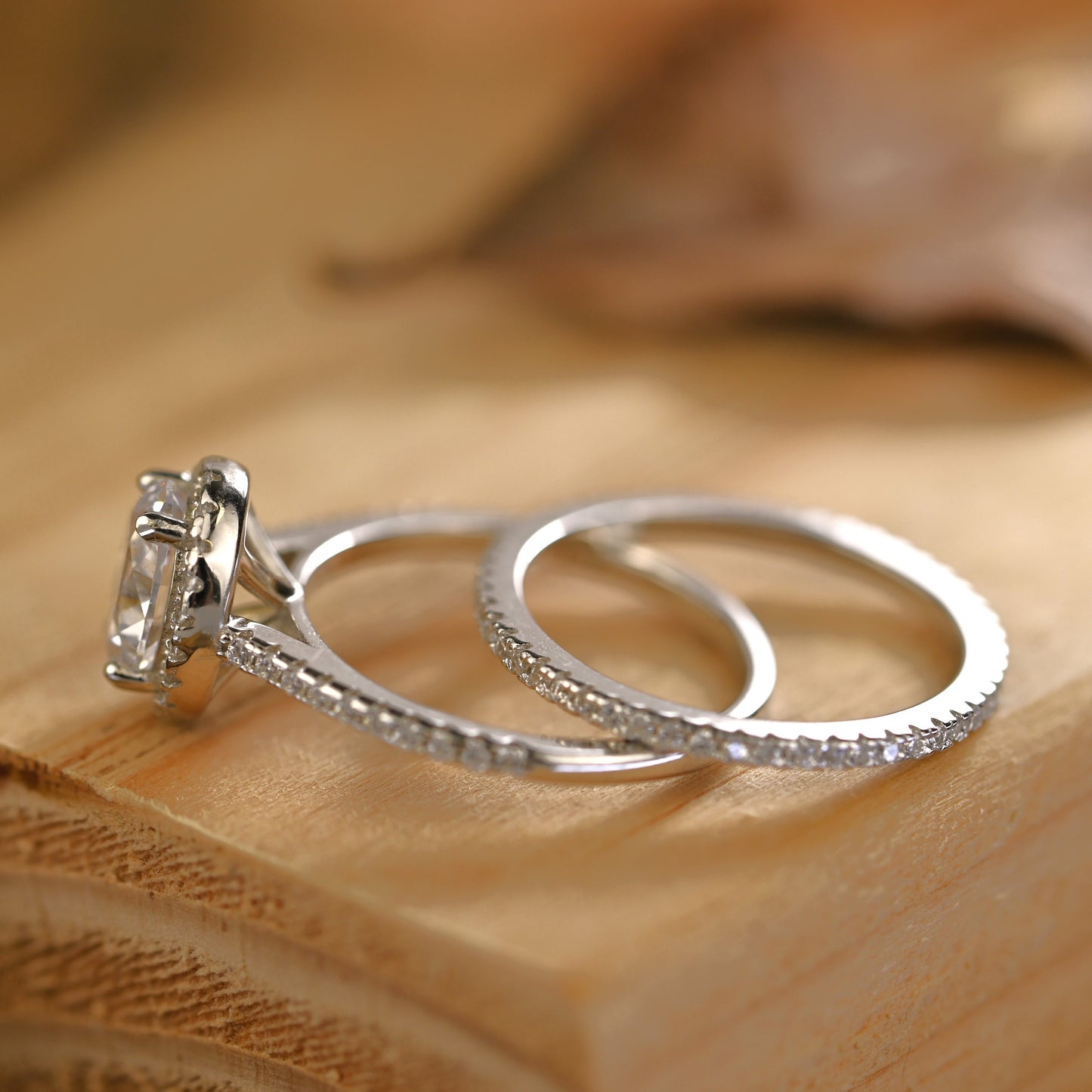 1.25Ct Cluster Oval Cut Diamond Wedding Ring Set