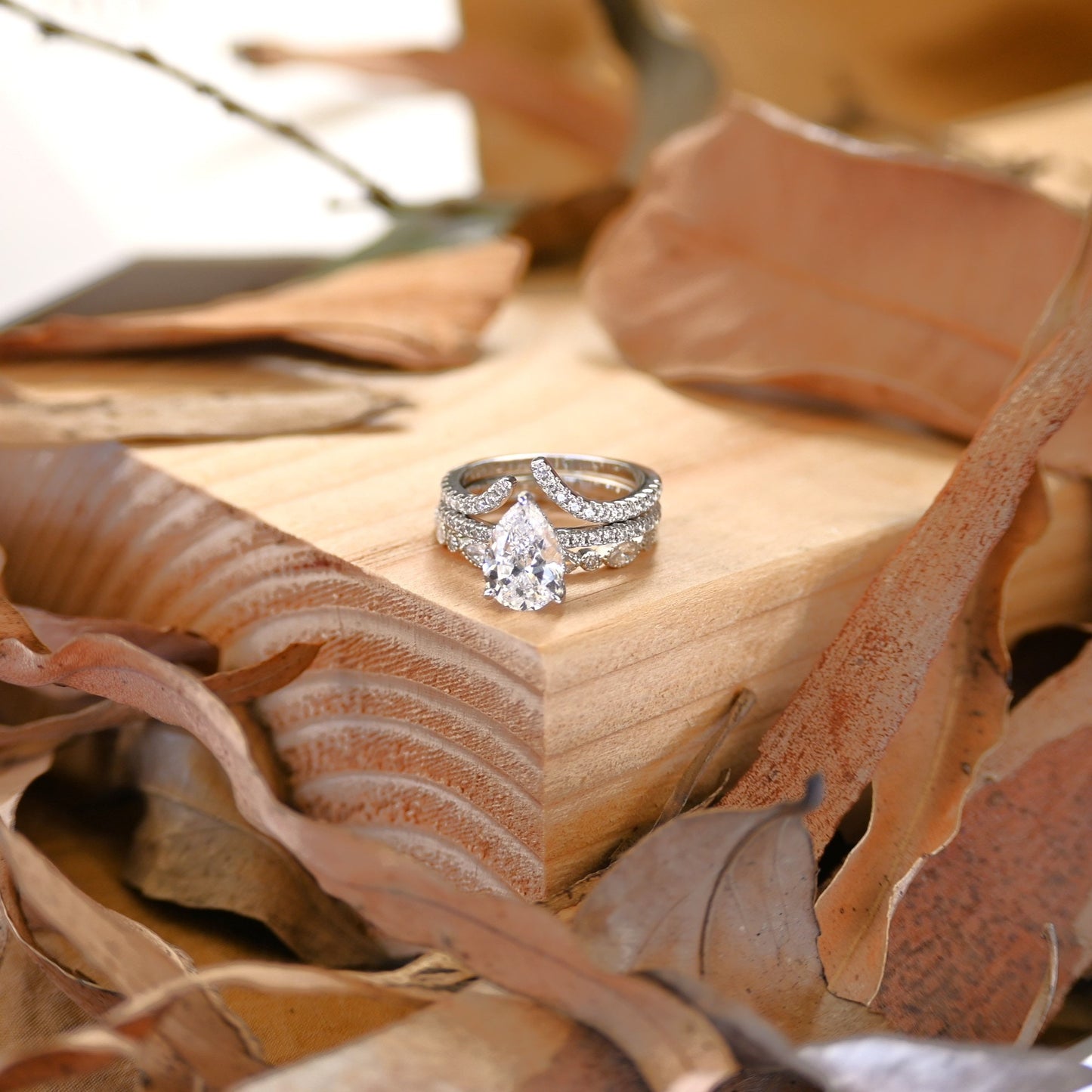 2.25Ct Pear Diamond Bridal Set